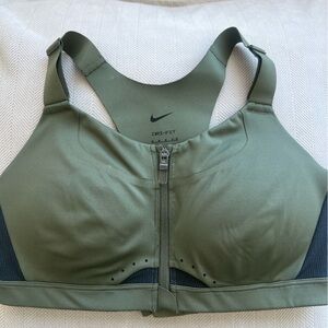 Nike Women's Khaki Zip-Front Sports Bra